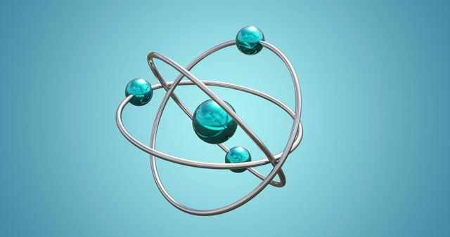 Spinning 3D Atom Model on Blue Background - Download Free Stock Images Pikwizard.com