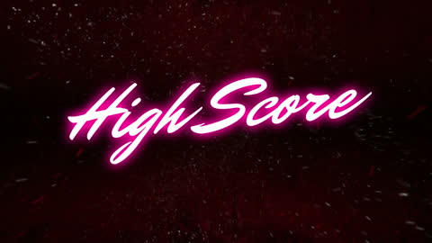 Neon High Score Text with Red Particle Explosion
