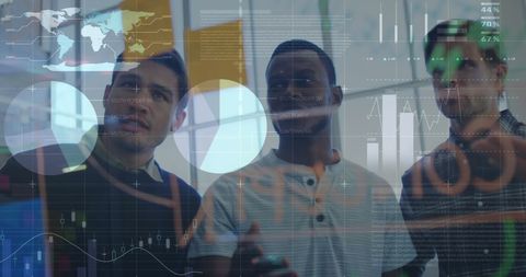 Diverse Office Team Collaborating with Data Systems