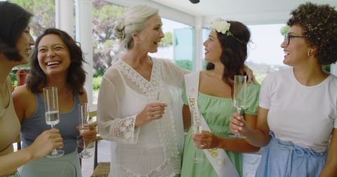 Bride-to-Be Celebrating Outdoors with Friends and Family