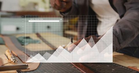 Overlay of business analytics on woodworking scene