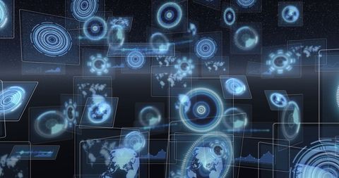 futuristic global interface with digital scanning screens - Download Free Stock Images Pikwizard.com