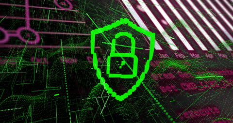 Futuristic Digital Cybersecurity Concept with Padlock Icon