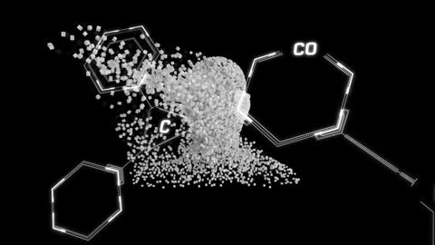 Futuristic Human Bust with Chemical Nodes and Networking Elements