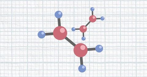 Colorful Abstract Molecules on Grid Background