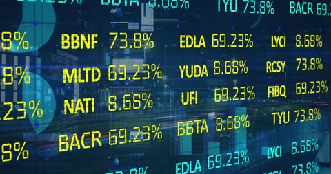 Dynamic Financial Data on Digital Display Showing Stock Market Insights - Download Free Stock Images Pikwizard.com