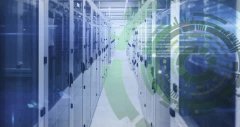 Data Processing Animation Over Cloud Server Room