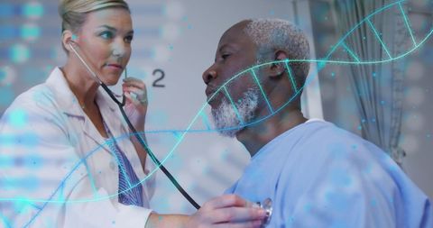 Doctor Conducting Heart Check-Up Blending Tradition and Innovation