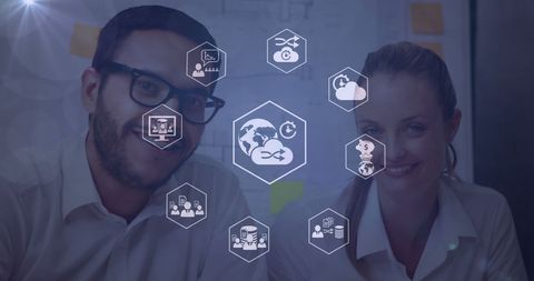 Business Professionals Analyzing Data with Digital Icons Overlay - Download Free Stock Images Pikwizard.com