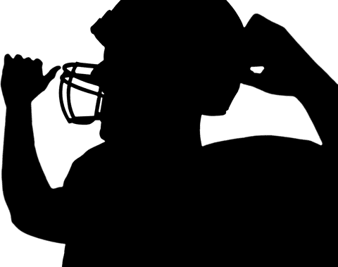 Transparent american football player silhouette with helmet