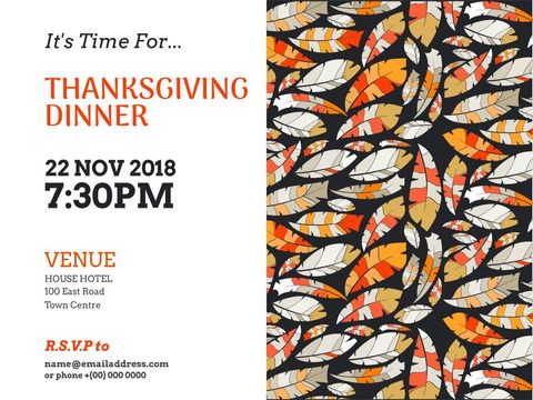 Fall-themed thanksgiving dinner invitation with leaf motif
