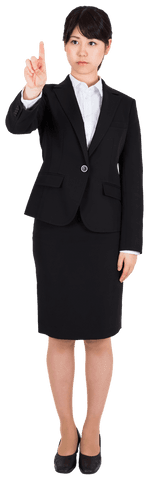 Asian Businesswoman Pointing During Presentation on Transparent Background