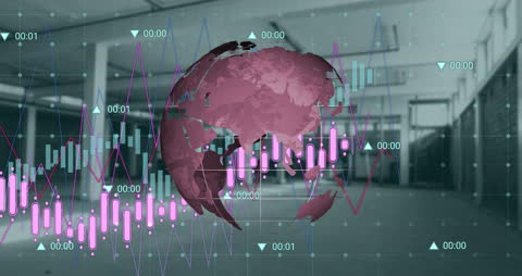 Global Financial Market Analysis Background with Digital Graphs