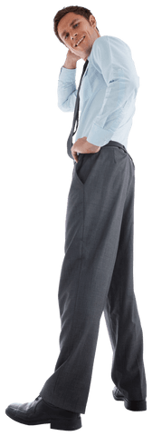 Transparent Businessman Pondering with Hands on Head