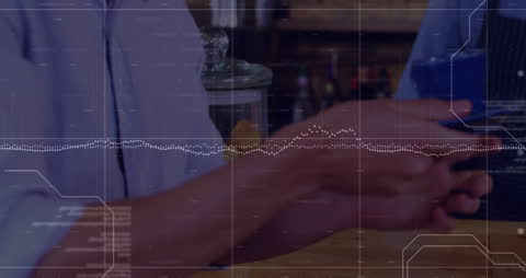 Data Processing Overlay on People Ordering Coffee