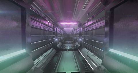 Futuristic Sci-Fi Tunnel with Ambient Purple Lighting