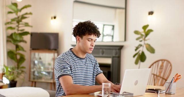 Young Man Concentrating While Working On Laptop From Home - Download Free Stock Images Pikwizard.com