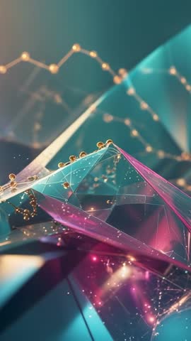 Vertical loop video showing pulsing holographic mesh, rolling gold spheres, lit network