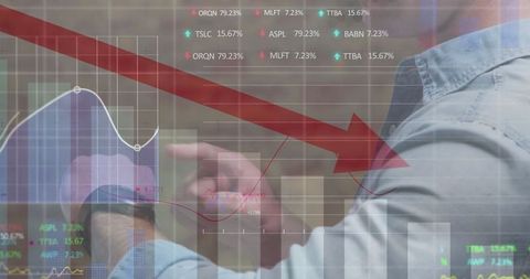Business Analyst Engages with Financial Graphs Representing Decline