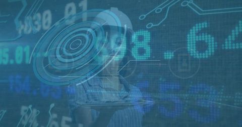 Businesswoman Integrating Digital Interface Technology