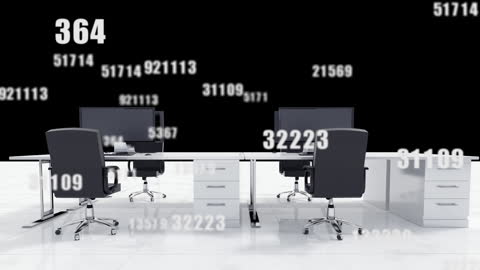Empty Office Concept with Data Processing Animation