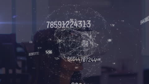 Virtual Reality and Data Processing Concept with VR Headset