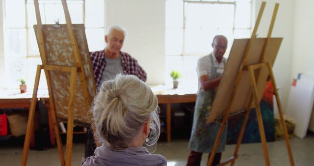 Senior Artists Painting in Studio - Download Free Stock Images Pikwizard.com