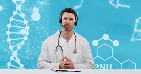 Doctor discussing research in virtual medical conference