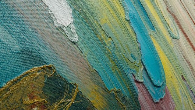 Vibrant textured abstract painting with thick oil brush strokes