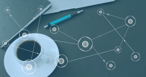 Digital Network Connections Overlay on Workspace