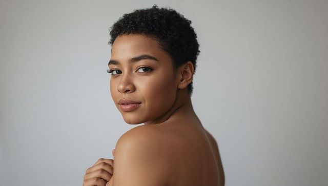 Radiating natural beauty: bare-shoulder portrait with soft light and confident gaze