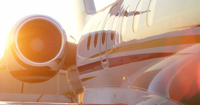 Close-up of Business Jet with Sun Flare - Download Free Stock Images Pikwizard.com