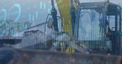 Excavator with Digital Data Overlay Representing Industry Innovation