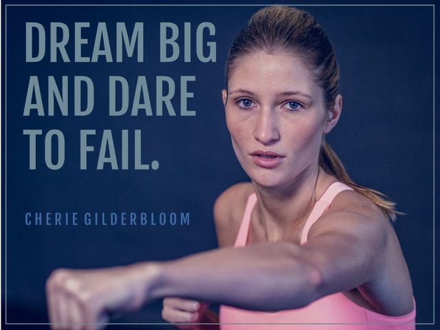 Motivational Poster Featuring Determined Woman Stretching and Embodying Perseverance - Download Free Stock Templates Pikwizard.com