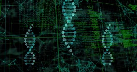 Digital DNA Strands Overlapping with Scientific Data and Coding Sequences - Download Free Stock Images Pikwizard.com