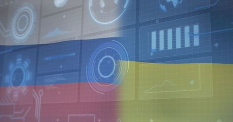 Futuristic Interface Overlaid with National Flag Gradient