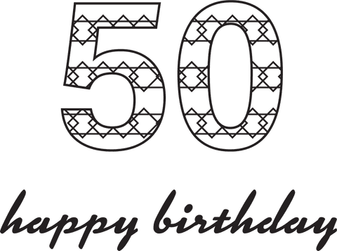 Joyful 50th Birthday Celebration Graphic with Stars on Transparent Background