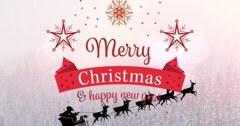 Festive Christmas Greetings with Winter Scenery and Santa's Sleigh - Download Free Stock Images Pikwizard.com