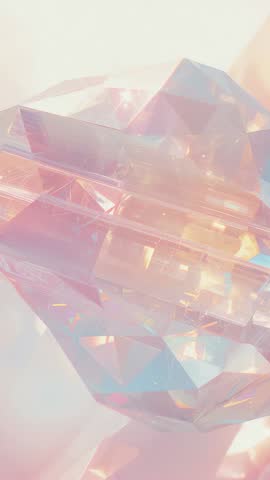 Vertical Video: Pastel Crystal Prism Refracting Light with Futuristic Geometric Glow