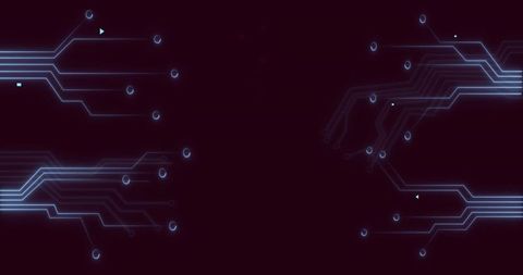 Futuristic Neon Blue Technology Circuit with Glowing Nodes Abstract