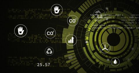 Digital Interface with Eco-Friendly Data Processing Symbols - Download Free Stock Images Pikwizard.com