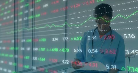 Doctor Analyzing Financial Data for Healthcare Decisions