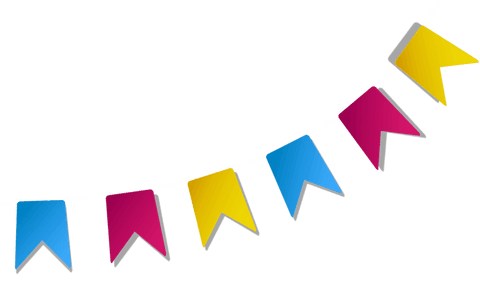 Colorful pennant banners on transparent background for celebrations