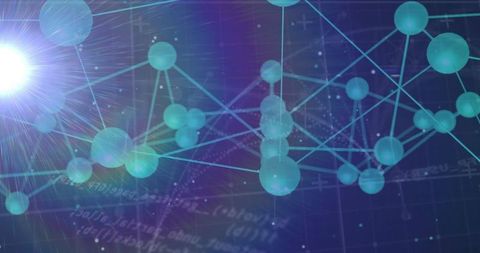 Futuristic technology network with luminous spheres and connections