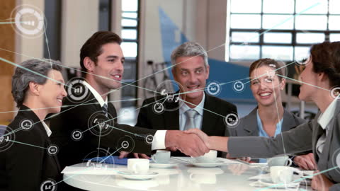Business Team Engaging in a Futuristic Network Meeting