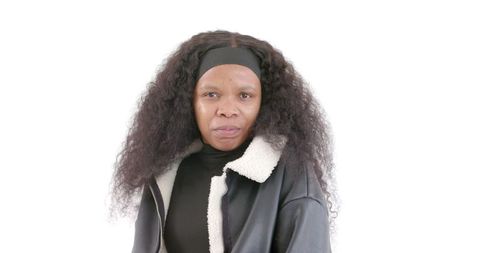 Confident African American Woman in Stylish Black Jacket