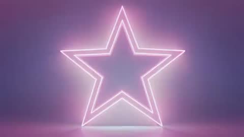 Futuristic Pulsing Neon Star on Reflective Surface