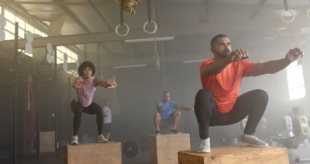 Diverse Group Practices Box Squats at Gym - Download Free Stock Images Pikwizard.com