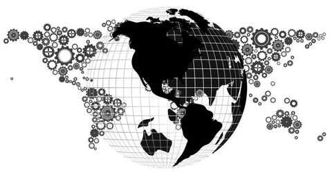 Connecting Global Industry: Globe Grid Merging With Clustered Mechanical Gears