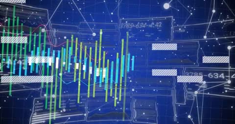 Futuristic Digital Dashboard with Growing Bars and Trendline